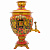 Набор самовар электрический 3л желудь с художественной росписью "Хохлома - Клубника", поднос, заварочный чайник, арт.2131