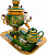 Набор самовар электрический 3л овал с художественной росписью "Хохлома - Ландыши", поднос, заварочный чайник